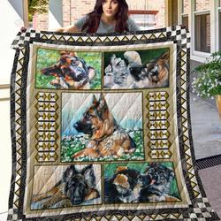 German Shepherd On The Flower Field Quilt Blanket Great Customized Blanket Gifts For Birthday Christmas Thanksgiving and Home Decor