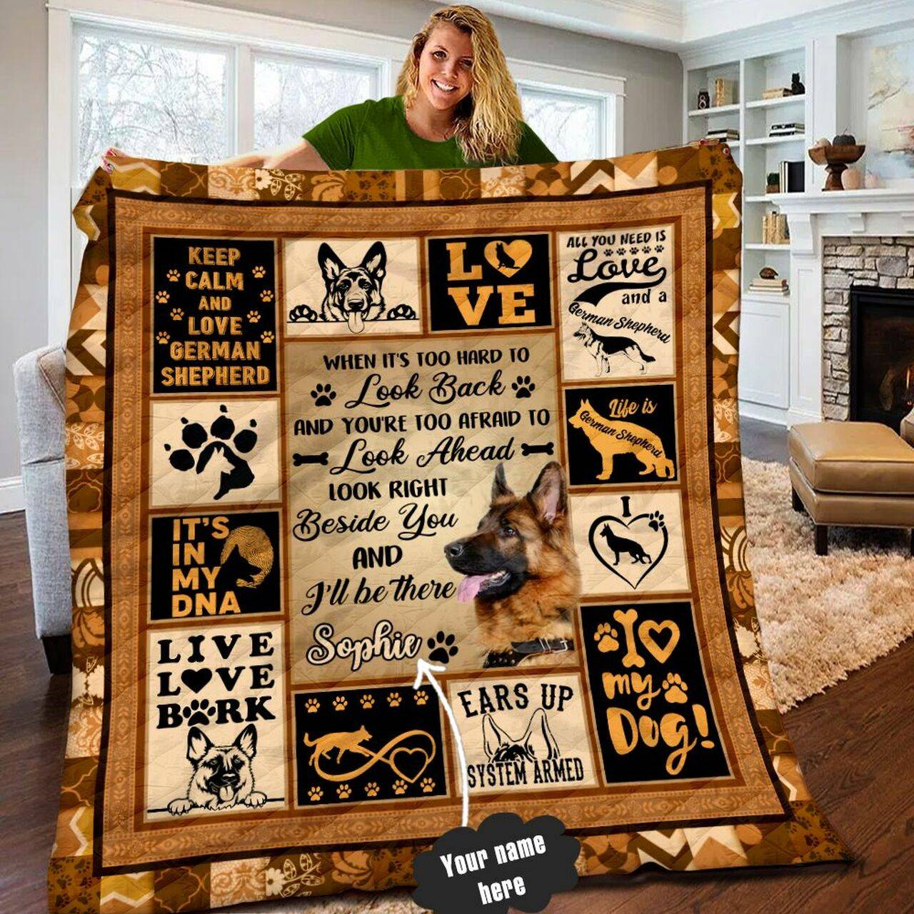 German Shepherd Personalized Quilt Blanket Lml190683Dt and Home Decor