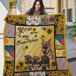 German Shepherd Sunflower You Are My Sunshine Quilt Blanket Great Customized Blanket Gifts For Birthday Christmas Thanksgiving and Home Decor