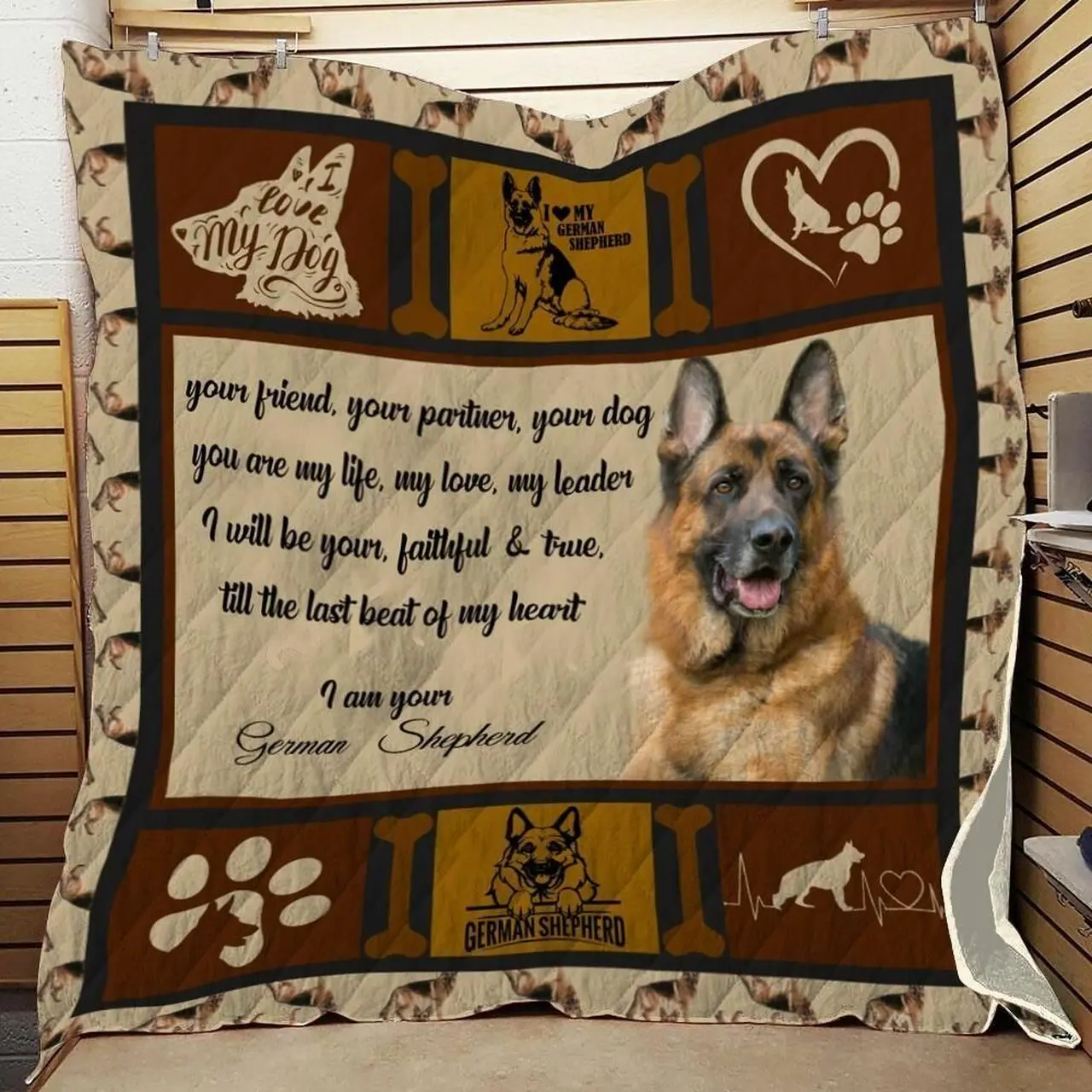 German Shepherd T5 Love My BHDE47 3D Customized Quilt Hip and Home Decor