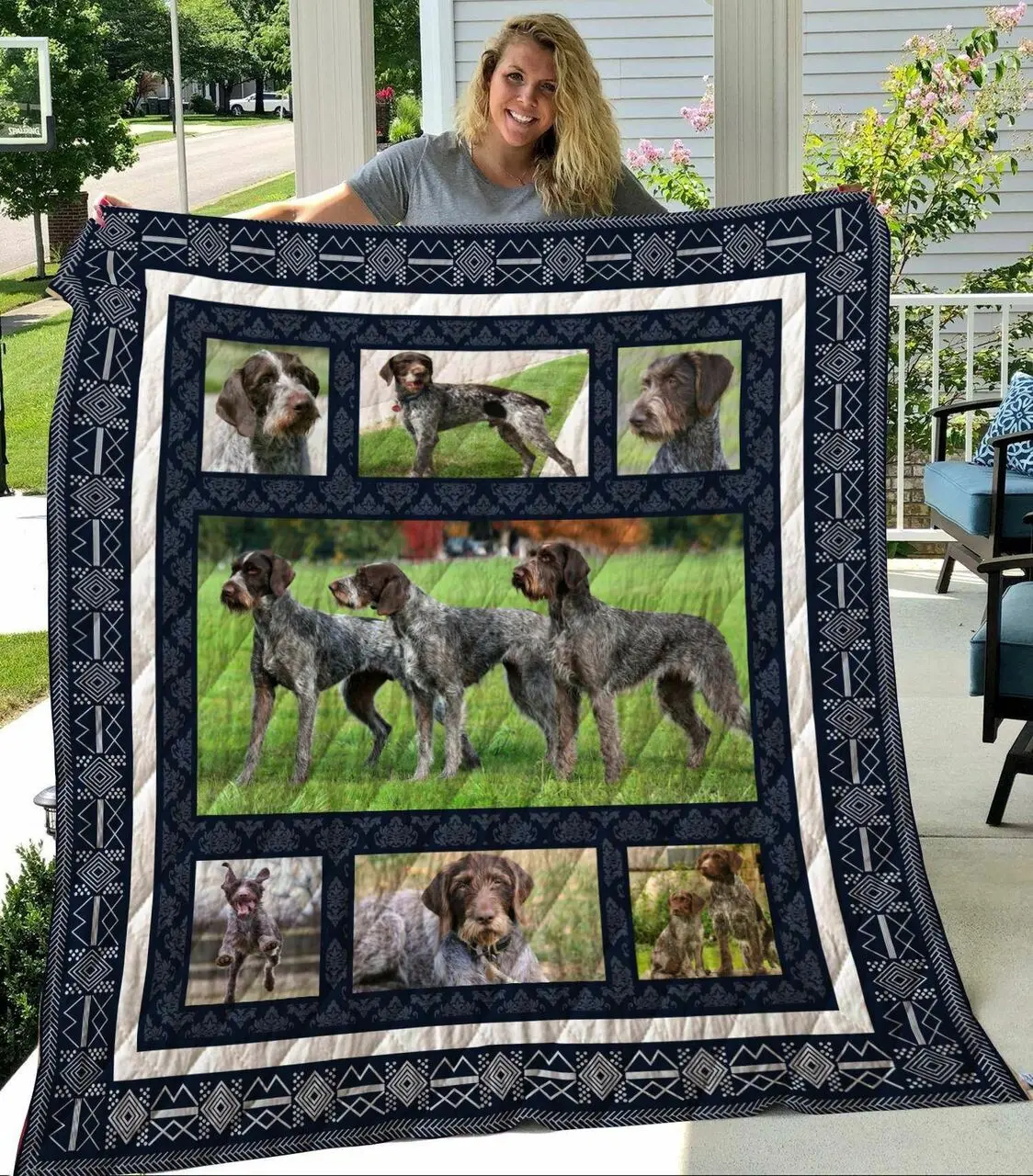 German Wirehaired Pointer Cl08110228Mdq Quilt Blanket and Home Decor