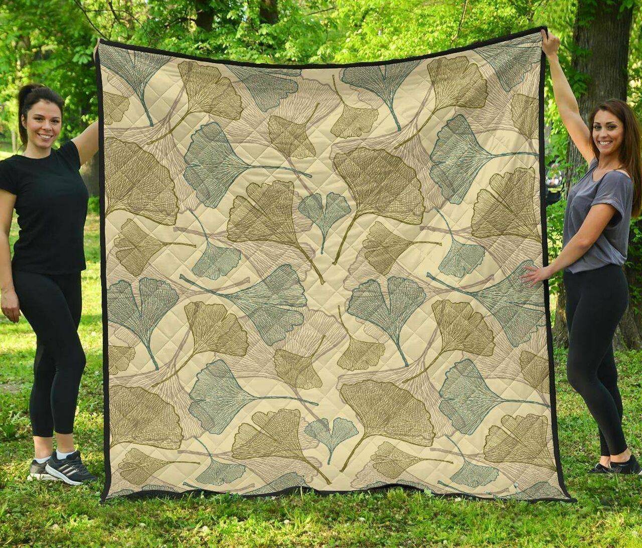 Ginkgo Leaves Design Pattern DHCDHC DT1910 Quilt Blanket and Home Decor