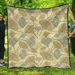 Ginkgo Leaves Design Pattern DHCDHC DT1910 Quilt Blanket and Home Decor