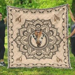 Giraffe Be More Happy Cute Image Quilt Blanket Great Customized Blanket Gifts For Birthday Christmas Thanksgiving and Home Decor