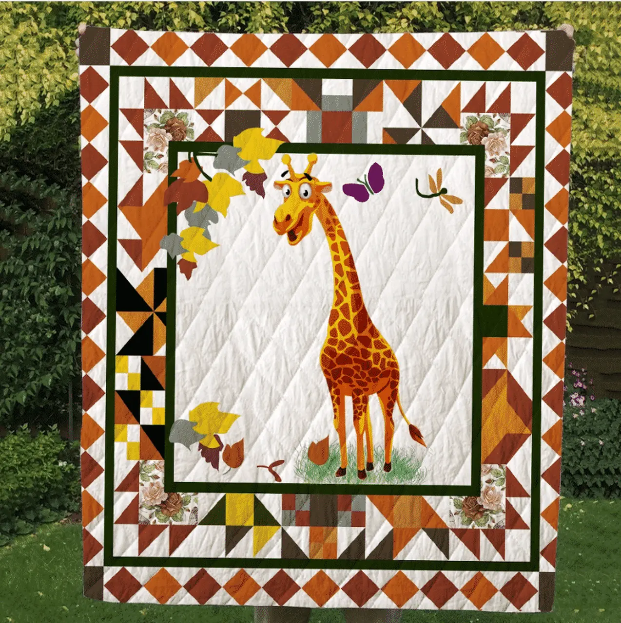 Giraffe Eat Love Pray Quilt Blanket Dhc020120472Td and Home Decor
