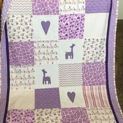 Giraffe In Purple Clh1610015Q Quilt Blanket and Home Decor