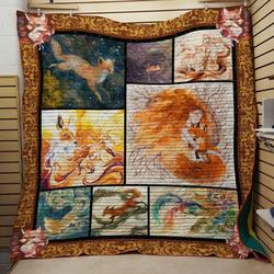Girl And Fox Quilt and Home Decor