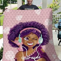 Girl Cute Pink Music Custom Name Duvet Quilt and Home Decor