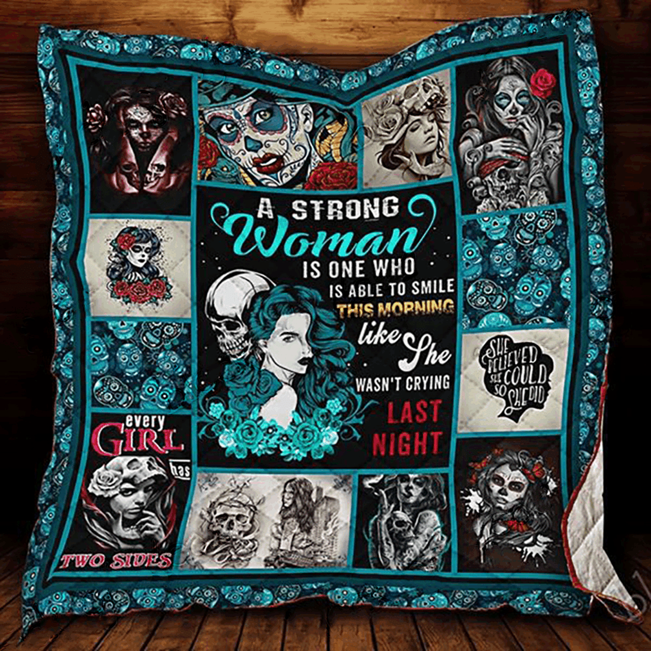 Girl Skull Quilt Blanket ABC07111626 and Home Decor