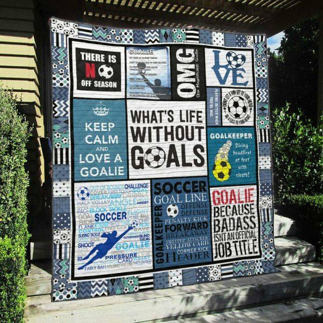 Goals Blue Quilt Blanket Quilt and Home Decor