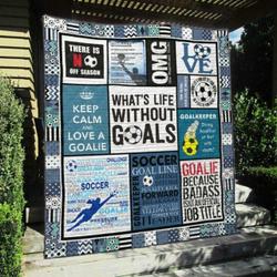Goals Blue Quilt Blanket  Quilt and Home Decor