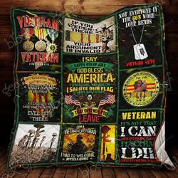 God Bless America Vietnam Veteran Quilt Blanket and Home Decor