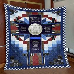 God Bless Police Officers Quilt Blanket Lu88  Quilt and Home Decor