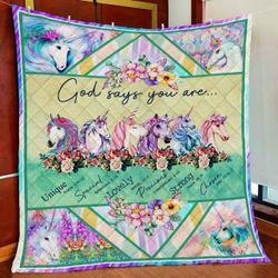 God Says You Are Unicorn Quilt Blanket and Home Decor