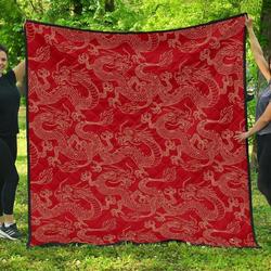 Gold Dragons Red Background DHCDHC DT1910 Quilt Blanket and Home Decor