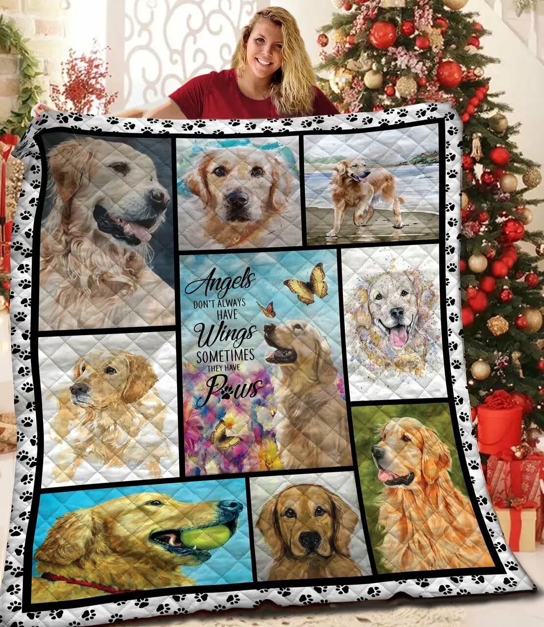 Golden Retriever Angels Quilt Zhj and Home Decor