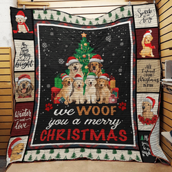Golden Retriever Dog Christmas Quilt Blanket ABC07111619 and Home Decor