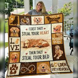 Golden Retriever Life Is Golden Quilt Hxq and Home Decor