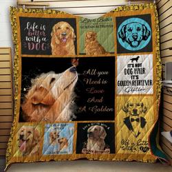 Golden Retriever Love And A Golden Quilt Blanket Dhc020120849Td and Home Decor