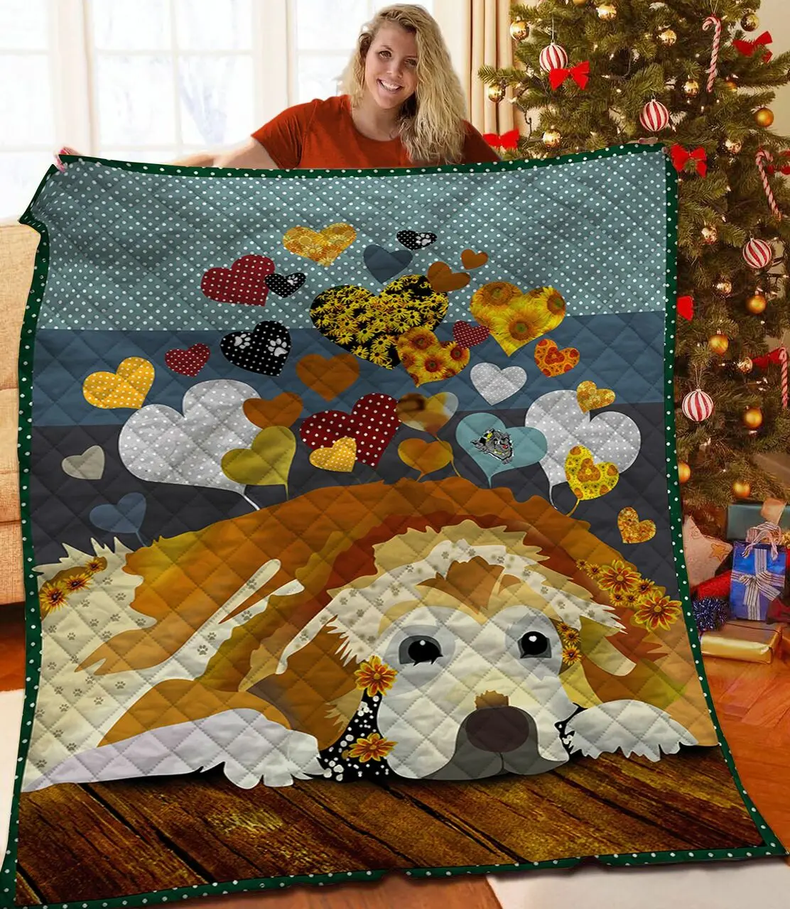 Golden Retriever Quilt Ywu and Home Decor