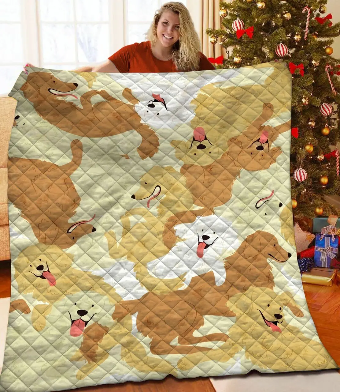 Golden Retriever Quilt Yxj and Home Decor