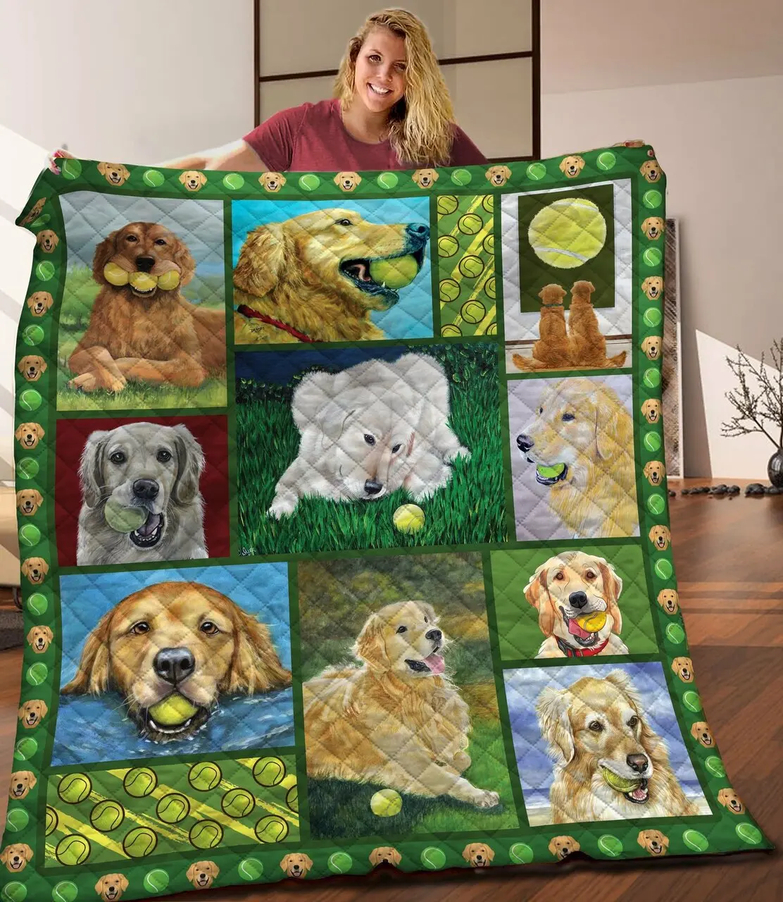 Golden Retriever Quilt Yys and Home Decor