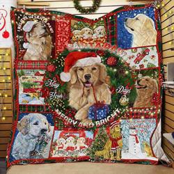Golden Retriever Santa Paws Quilt Blanket ABC07111950 and Home Decor