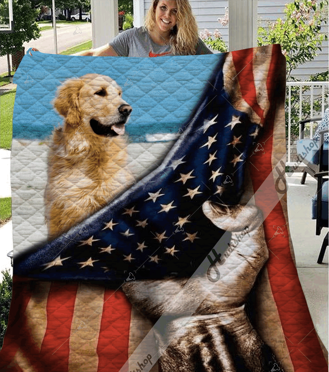 Golden Retriever Ta 03012017 TTGG59 Awesome 3D Customized Quilt Hip and Home Decor
