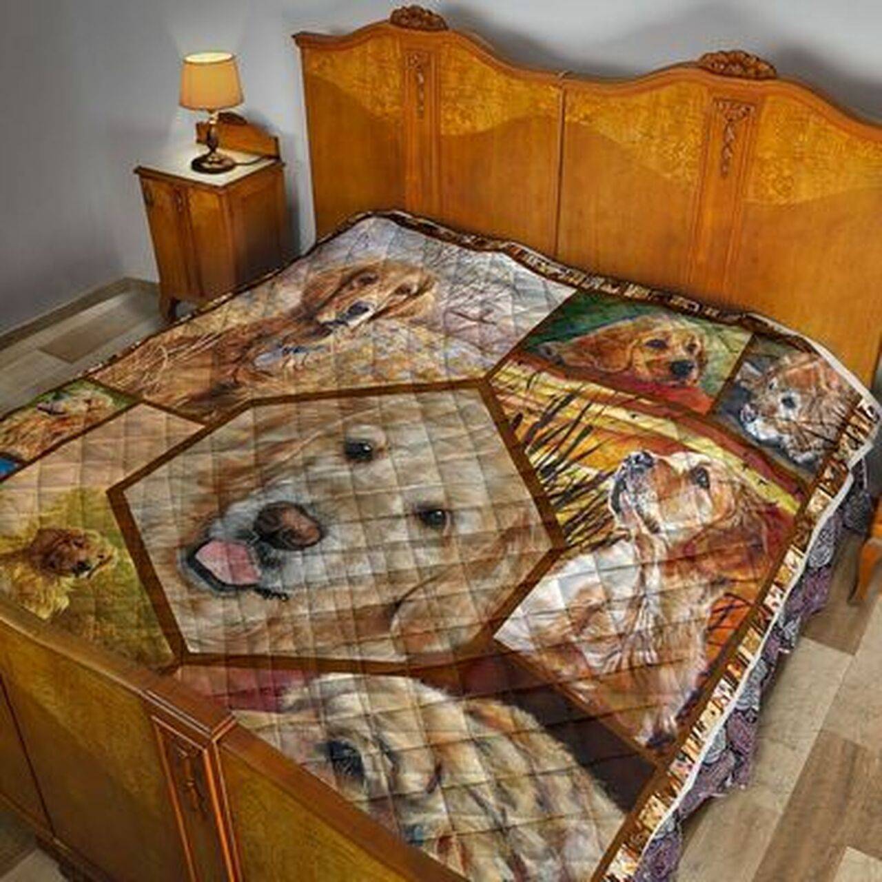 Golden Retrievers TTGG93 Awesome 3D Customized Quilt Hip and Home Decor