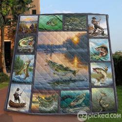 Gone Fishing Quilt Blanket Vq06  Quilt and Home Decor