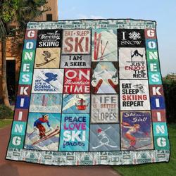 Gone Skiing Quilt Blanket Vq06  Quilt and Home Decor