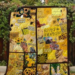 Good Vibes Yellow Quilt Blanket A169 and Home Decor