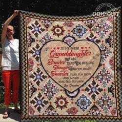 Granddaughter Grandma Braver Stronger Smarter And Loved Love Grandma Blanket Th0807 Quilt and Home Decor
