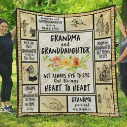 Grandma And Granddaughter Always Heart To Heart Quilt Blanket Great Customized Blanket Gifts For Birthday Christmas Thanksgiving and Home Decor
