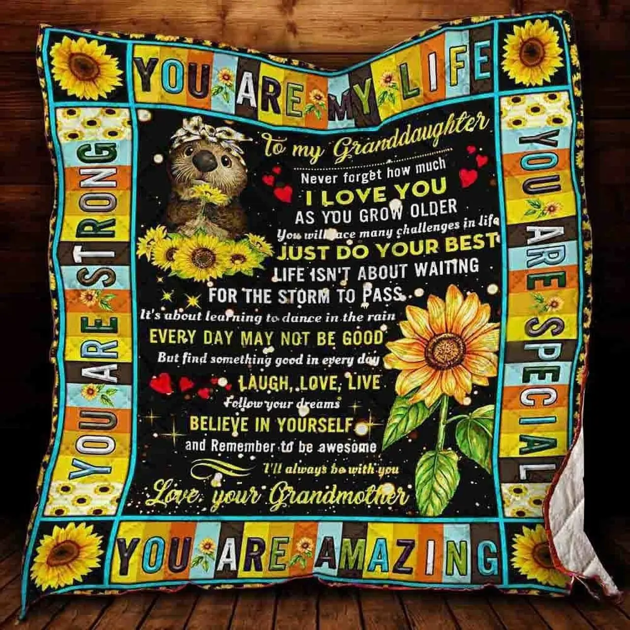 Grandma To Granddaughter Believe In Yourself Quilt Blanket ABC07112108 and Home Decor