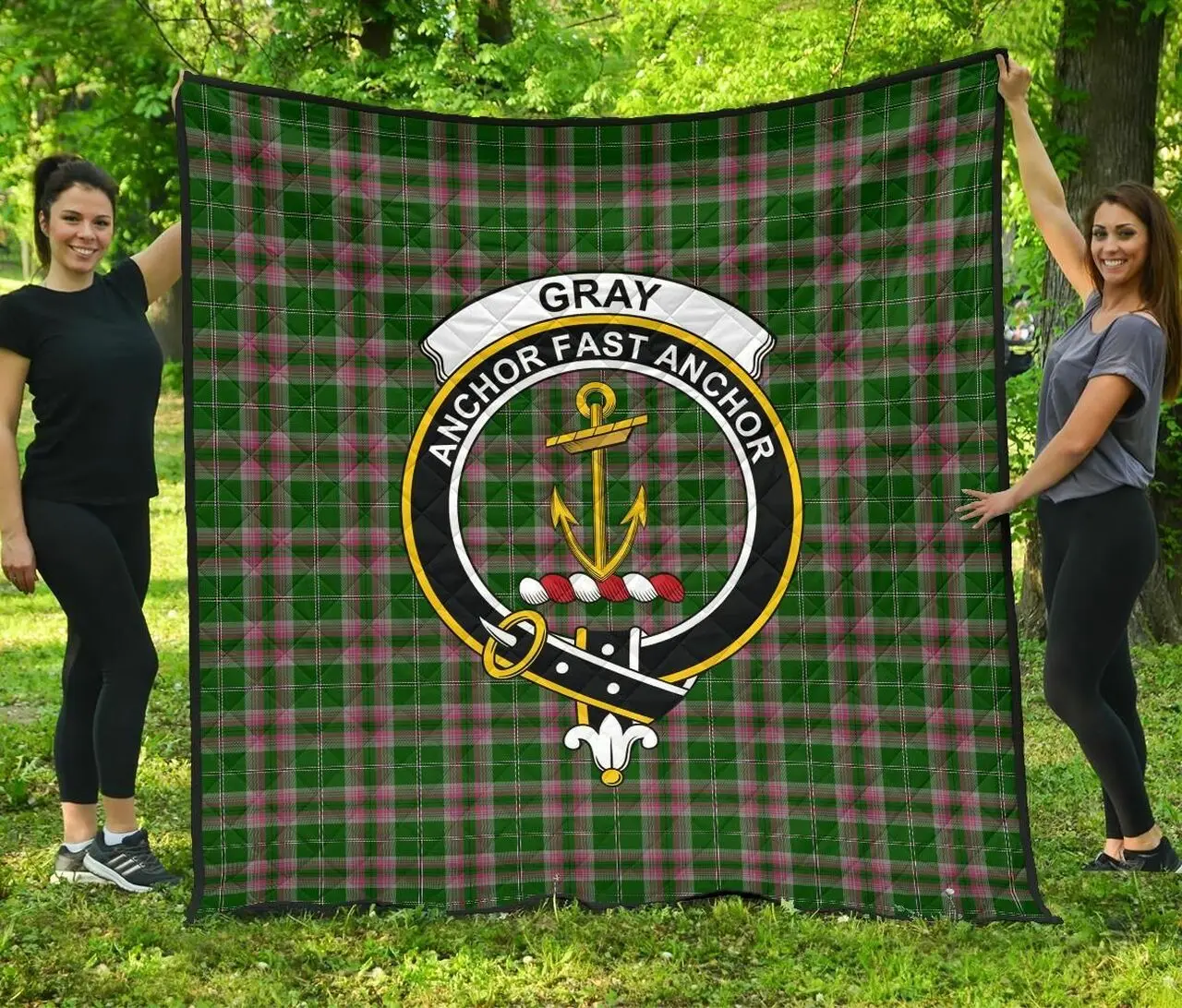 Gray Hunting Tartan Clan Badge Quilt Xkd and Home Decor