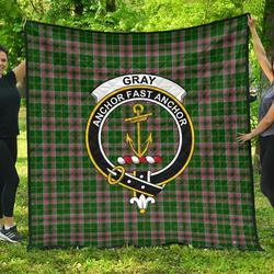 Gray Hunting Tartan Clan Badge Quilt Xkd and Home Decor