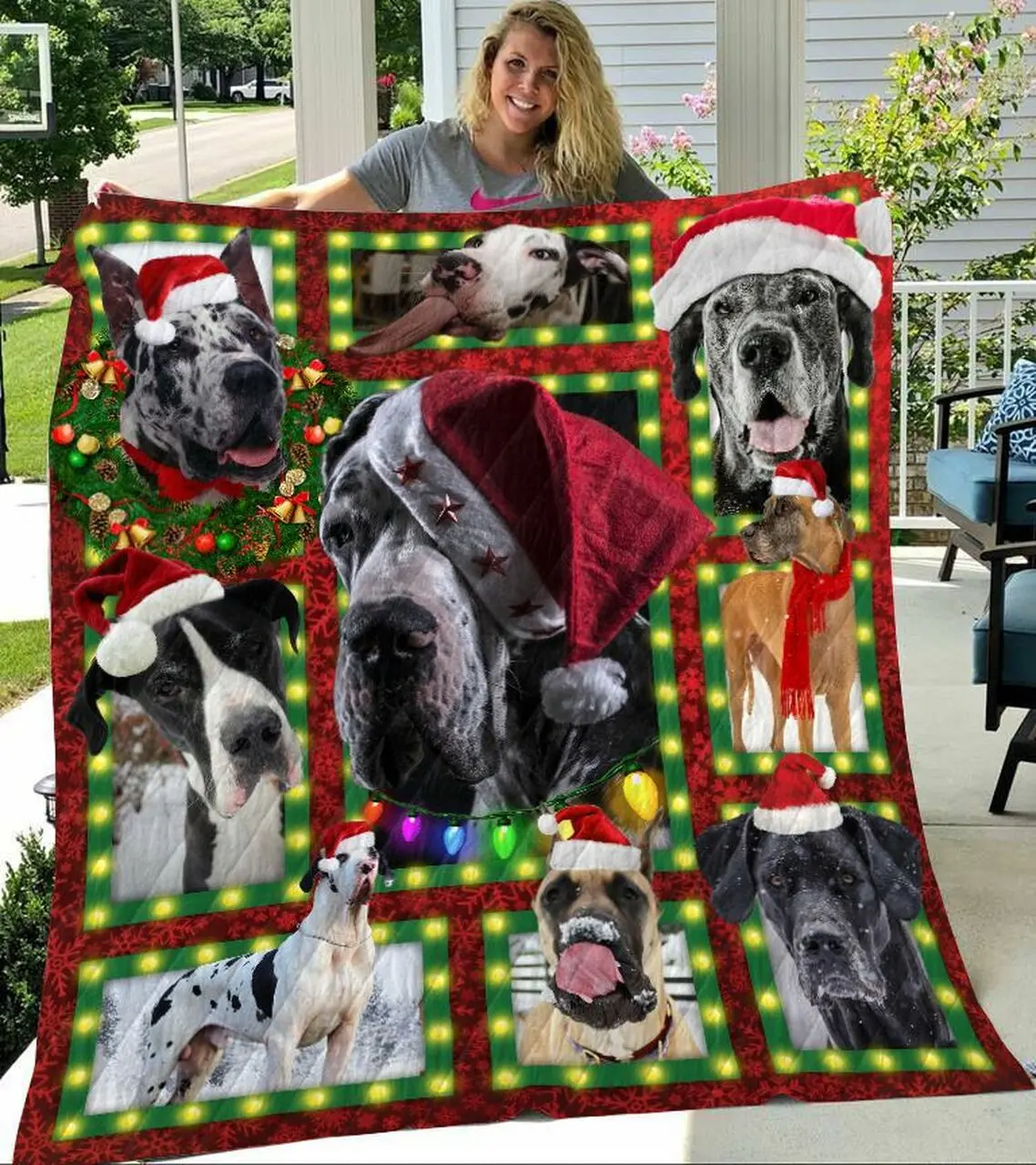 Great Dane Dogs Quilt Blanket A125 and Home Decor