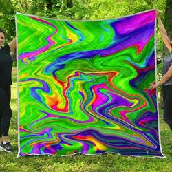 Green Abstract Liquid Trippy Cl17100295Mdq Quilt Blanket and Home Decor
