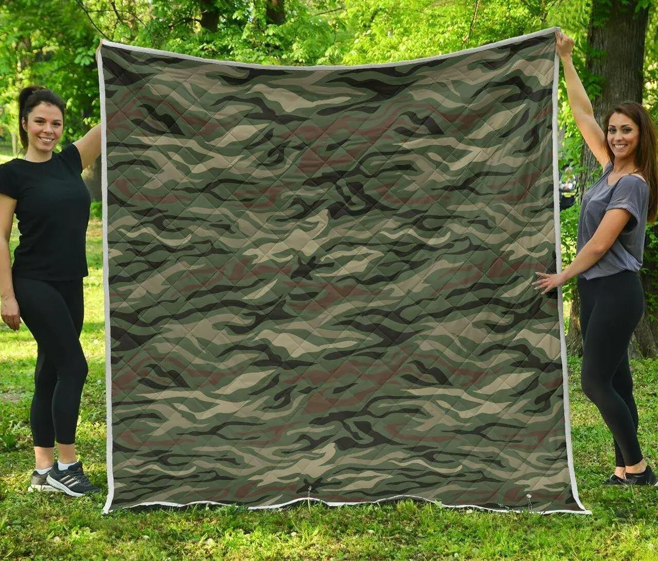 Green Camo Zebra Cl17100299Mdq Quilt Blanket and Home Decor