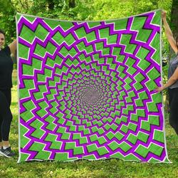 Green Shapes Moving Optical Illusion Quilt Vvabj and Home Decor