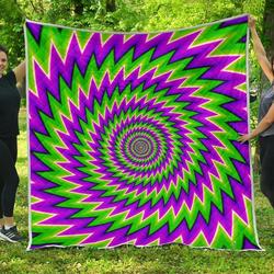Green Spiral Moving Optical Illusion Cl17100308Mdq Quilt Blanket and Home Decor
