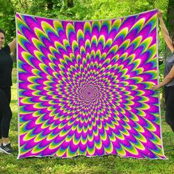 Green Wave Moving Optical Illusion Cl17100315Mdq Quilt Blanket and Home Decor