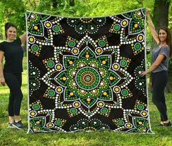 Green White Dot Mandala Cl17100316Mdq Quilt Blanket and Home Decor