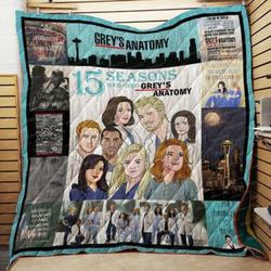 GreyS Anatomy 15 Seasons Celebration Quilt Blanket Gra01  Quilt and Home Decor