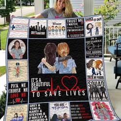 Greys Anatomy ItS A Beautiful Day To Save Lives Quilt Blanket Great Customized Blanket Gifts For Birthday Christmas Thanksgiving and Home Decor
