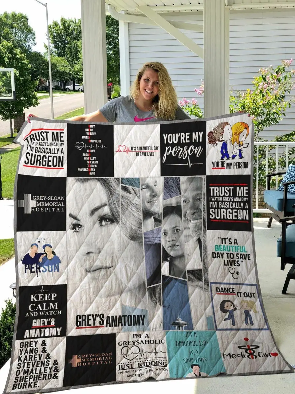GreyS Anatomy T-Shirt Quilt Blanket 01 and Home Decor
