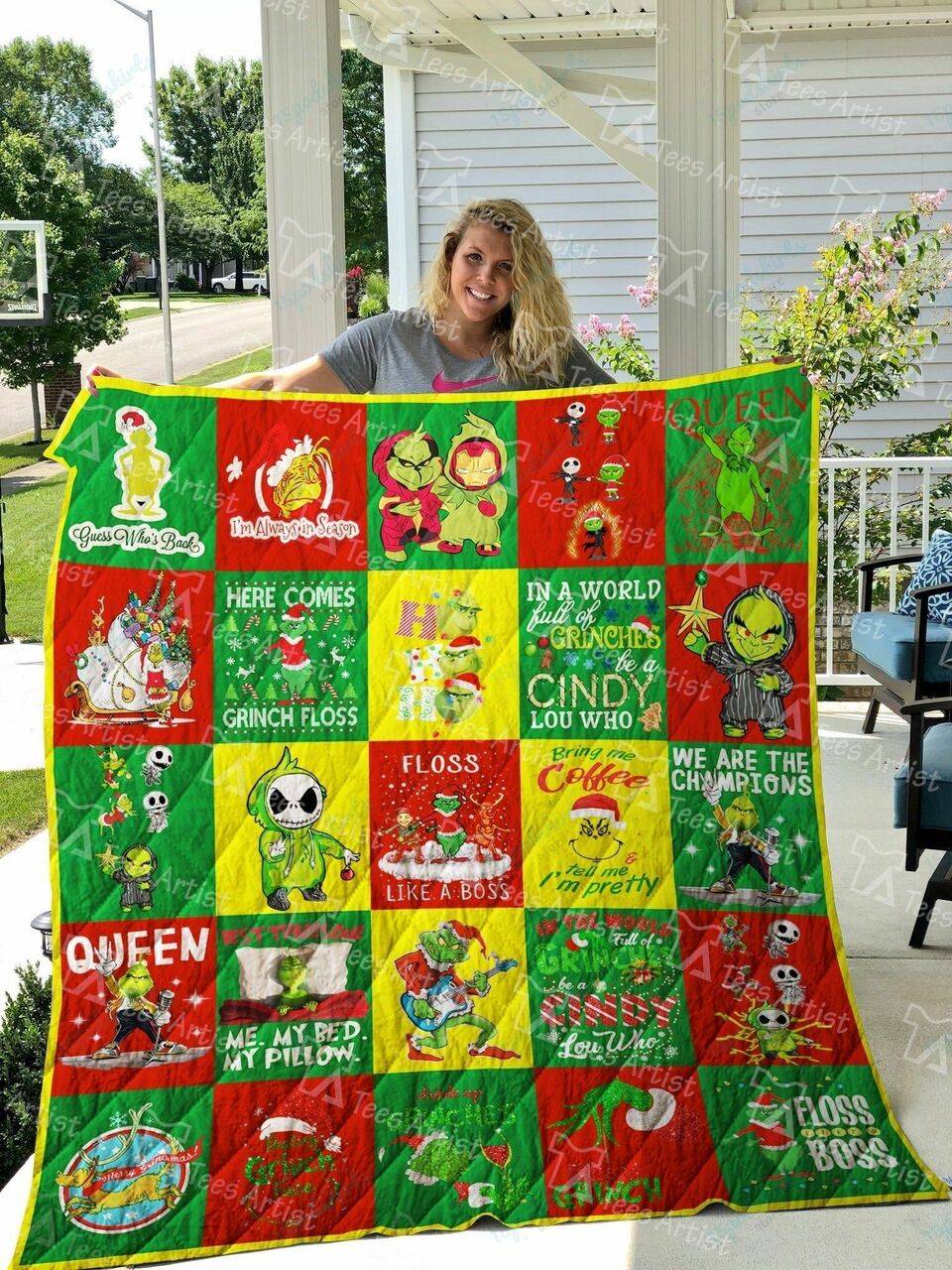 Grinch Quilt Blanket 01355 and Home Decor