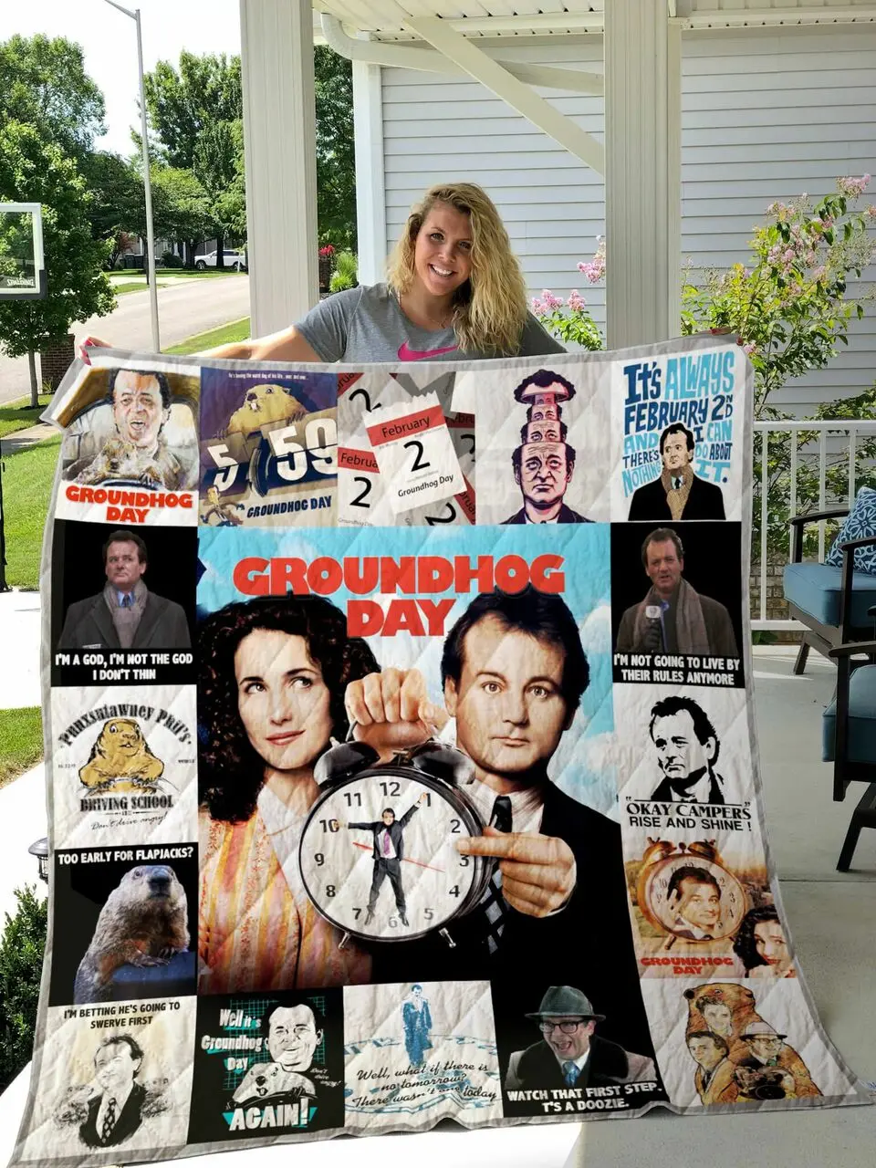 Groundhog Day Quilt Blanket For Fans and Home Decor