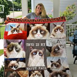 Grumpy Cat Quilt Blanket and Home Decor